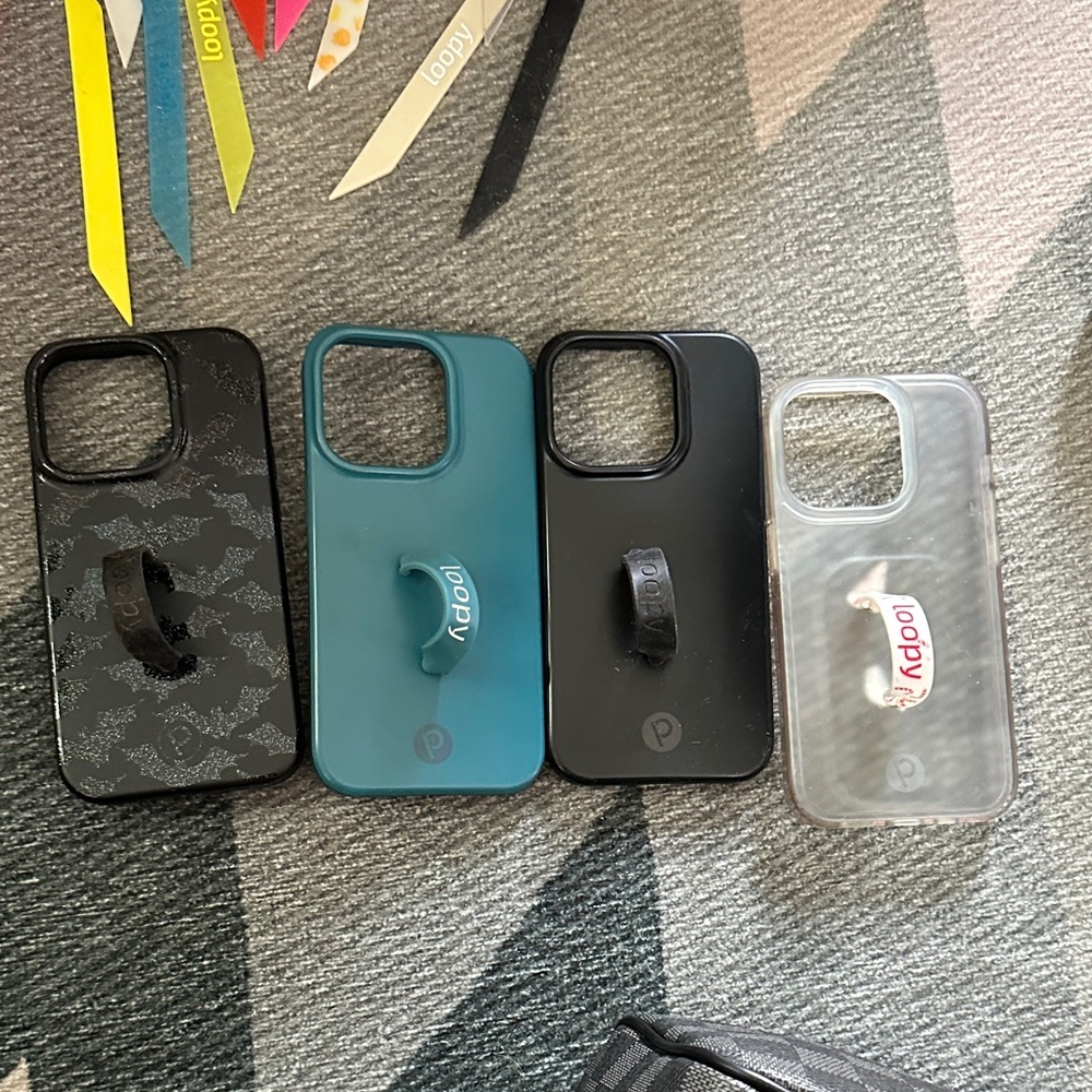 iPhone 14 Pro loopy cases - Christmas, halloween, Black, and Teal Phone Case Set
